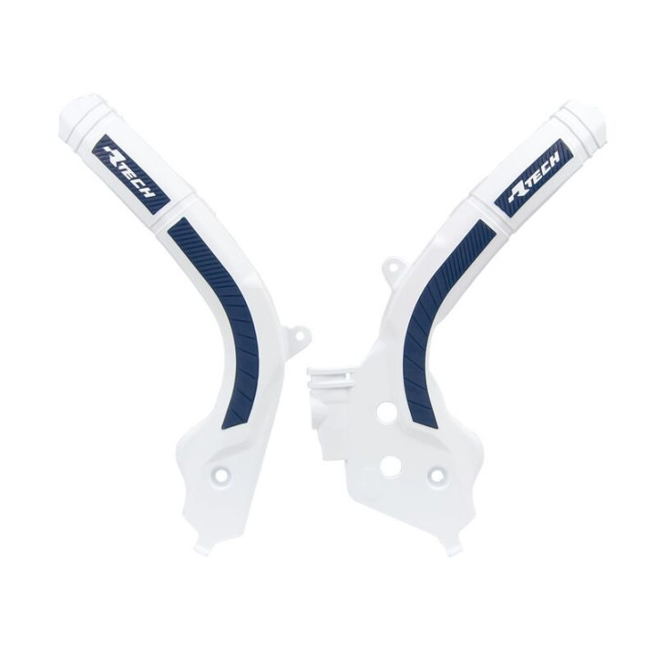 Protège cadre Ractech bi-matières blanc/bleu | Oxmoto