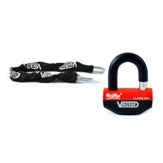 Kit antivol Vector Bloque-disque MiniMax+ Ø16mm + Chaîne Ø13mm / 1,3m - Classe SRA / ART
