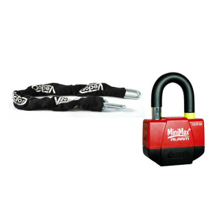 Kit antivol Vector chaîne 1.30m + cadenas/bloque-disque minimax alarm+