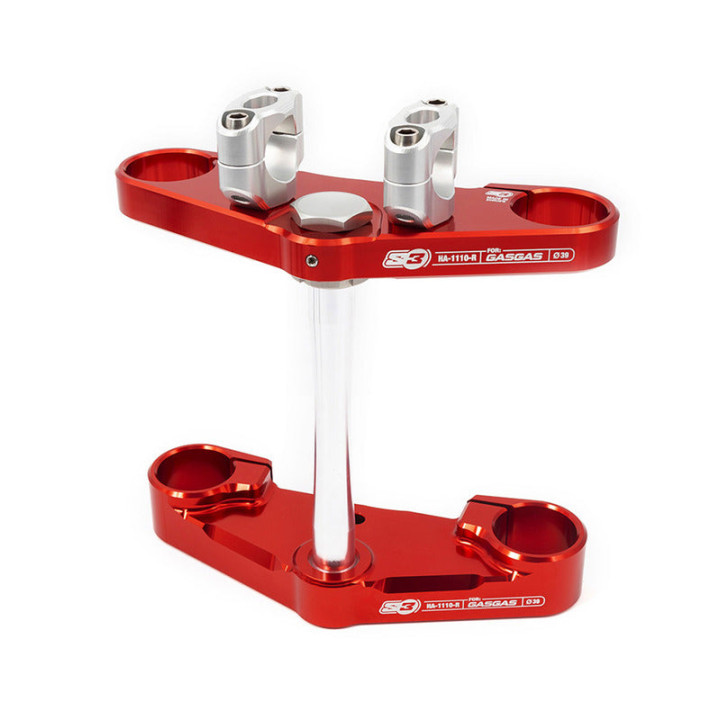 Té de fourche complet S3 Ø39mm rouge Gas Gas Pro fourche Tech