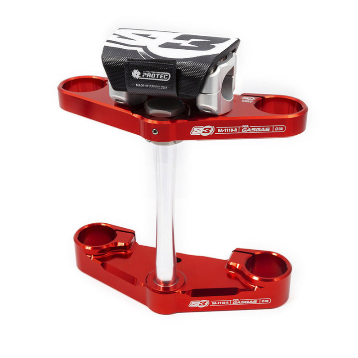 Té de fourche complet S3 Ø39mm rouge Gas Gas Pro fourche Tech