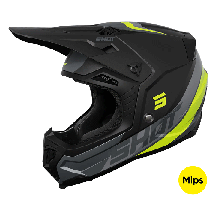 Casque SHOT core custom noir/jaune fluo 2024 | Oxmoto