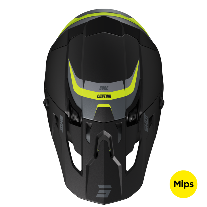 Casque SHOT core custom noir/jaune fluo 2024 | Oxmoto