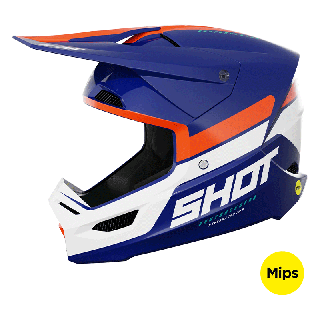 Casque SHOT race iron bleu/orange 2024 | Oxmoto