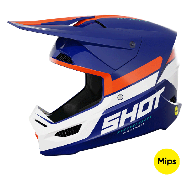 Casque SHOT race iron bleu/orange 2024 | Oxmoto