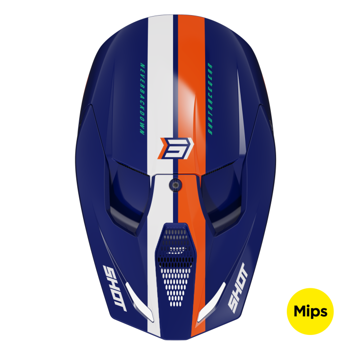 Casque SHOT race iron bleu/orange 2024 | Oxmoto