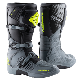 Bottes KENNY track gris/jaune fluo 2025 | Oxmoto