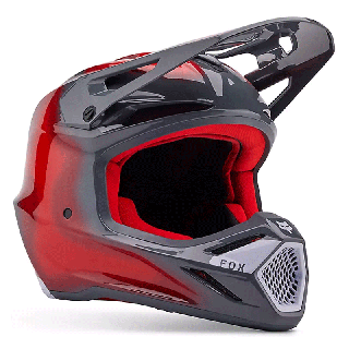 Casque FOX v3 volatile gris/rouge 2024 | Oxmoto