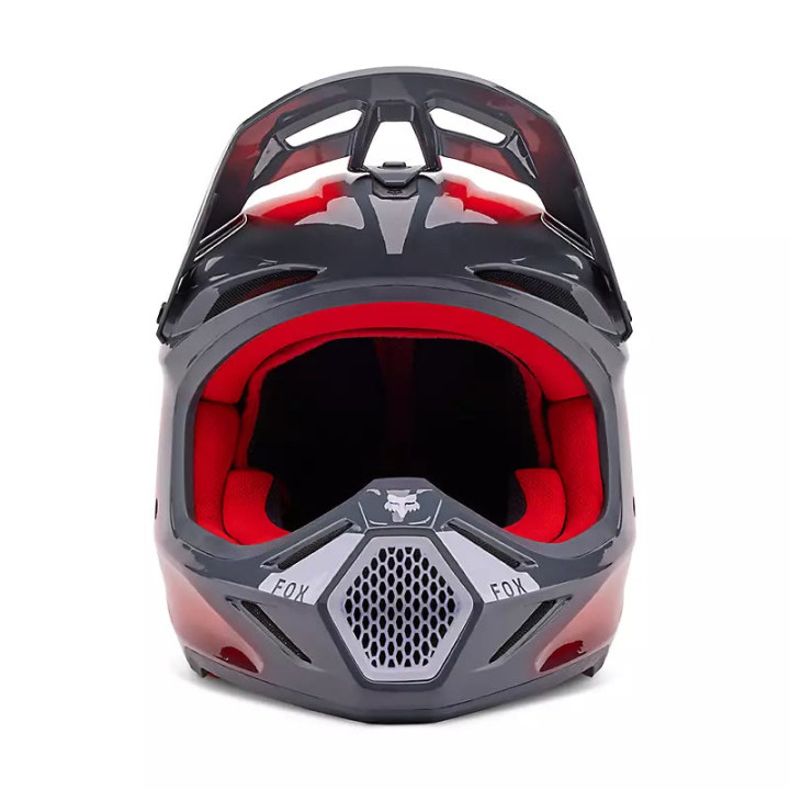 Casque FOX v3 volatile gris/rouge 2024 | Oxmoto
