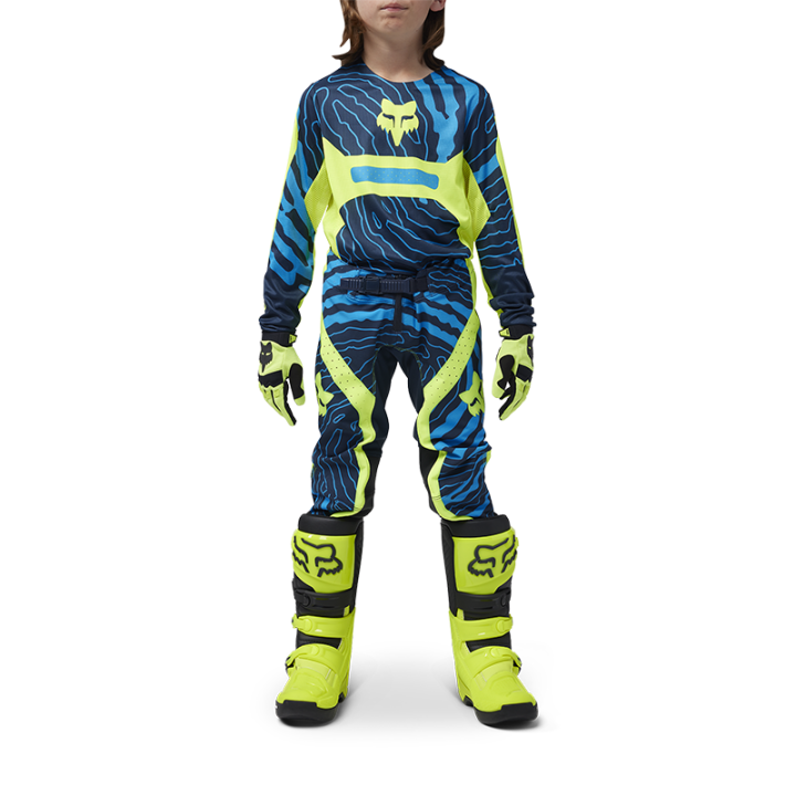 Pantalon enfant FOX flexair impression jaune 2025 | Oxmoto