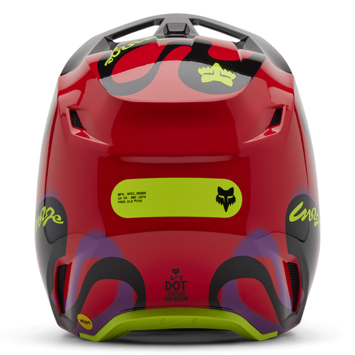 Casque FOX v1 emotion rouge 2025 | Oxmoto