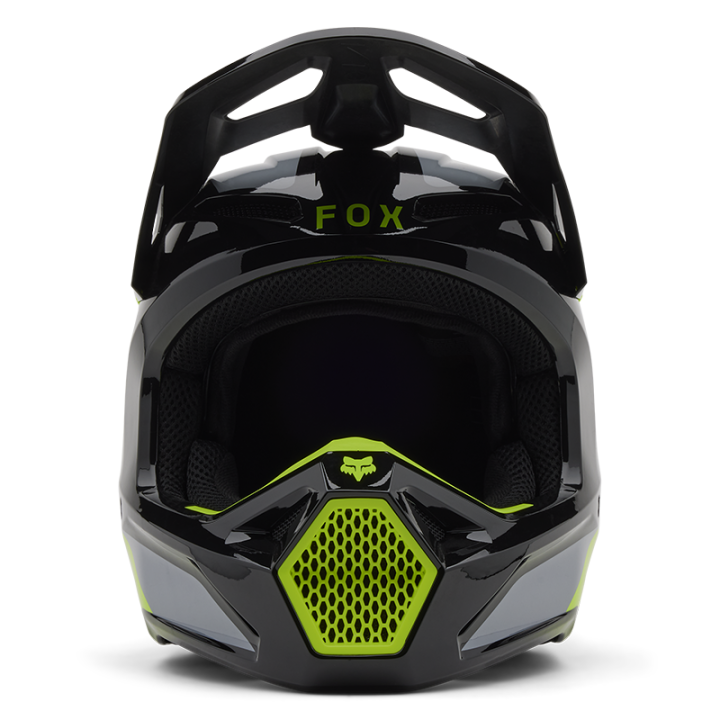 Casque FOX v1 lean gris/jaune 2025 | Oxmoto