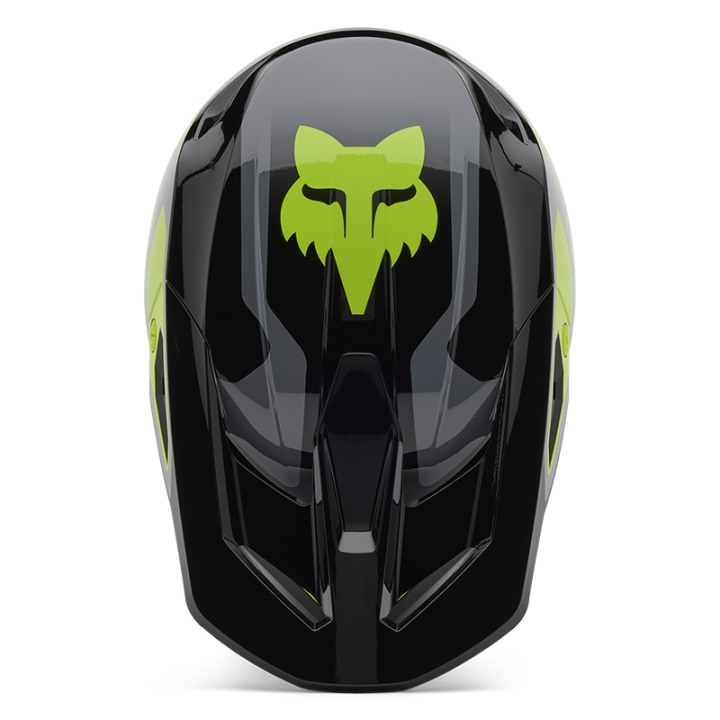 Casque FOX v1 lean gris/jaune 2025 | Oxmoto