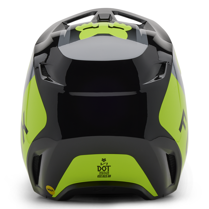Casque FOX v1 lean gris/jaune 2025 | Oxmoto