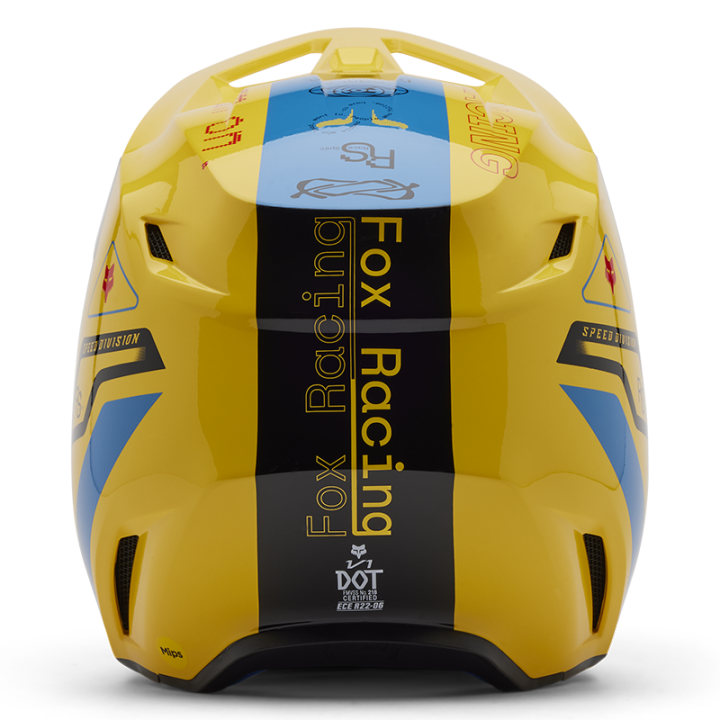 Casque FOX v1 race spec jaune 2025 | Oxmoto