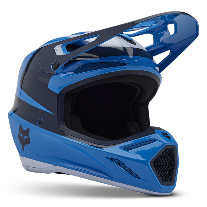 Casque FOX v3 divider bleu 2025 | Oxmoto