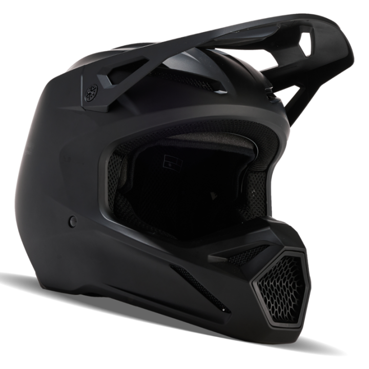 Casque enfant FOX v1 matte black noir mat | Oxmoto