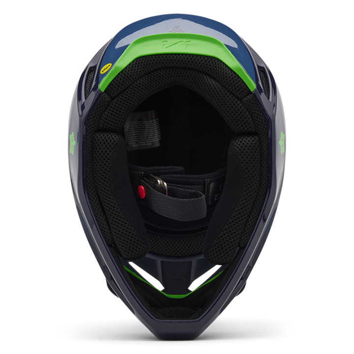 Casque enfant FOX v1 taunt navy 2025 | Oxmoto