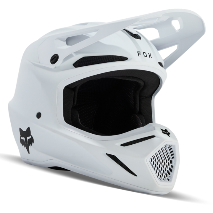 Casque enfant FOX v3 solid blanc mat | Oxmoto