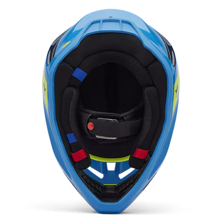Casque enfant FOX v3 impression bleu 2025 | Oxmoto