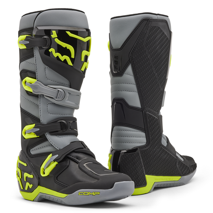 Bottes FOX comp gris/jaune 2025 | Oxmoto
