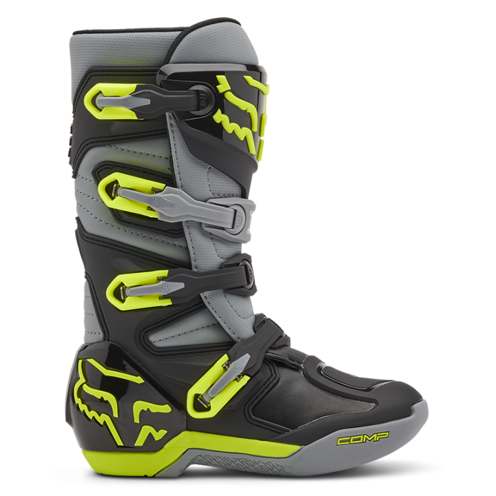 Bottes enfant FOX comp gris/jaune 2025 | Oxmoto