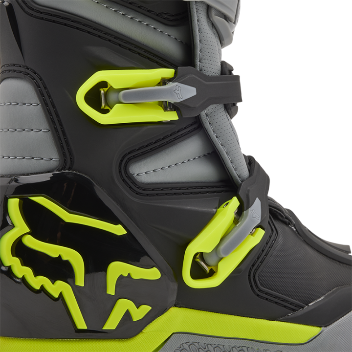 Bottes enfant FOX comp gris/jaune 2025 | Oxmoto