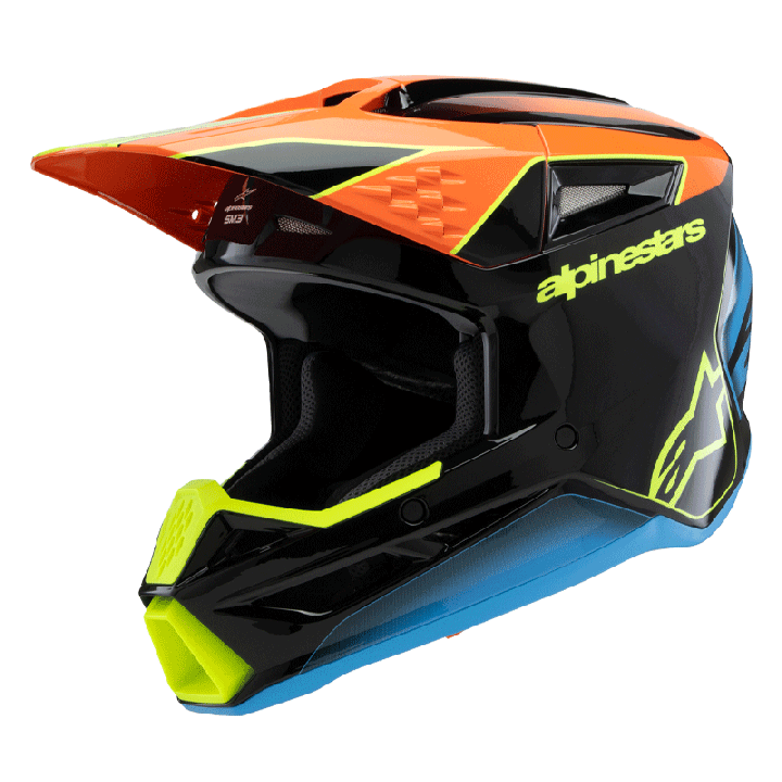 Casque enfant Alpinestars sm3 fray noir/orange/bleu | Oxmoto