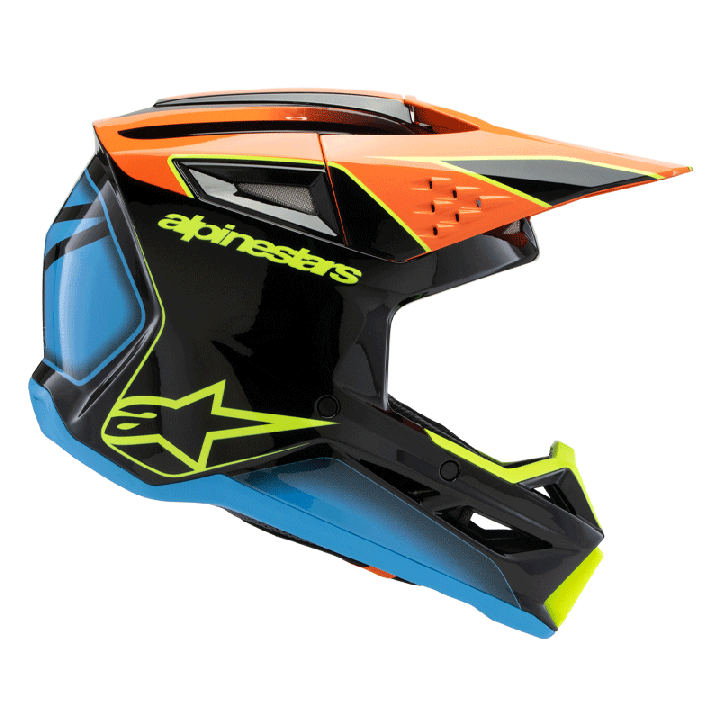 Casque enfant Alpinestars sm3 fray noir/orange/bleu | Oxmoto