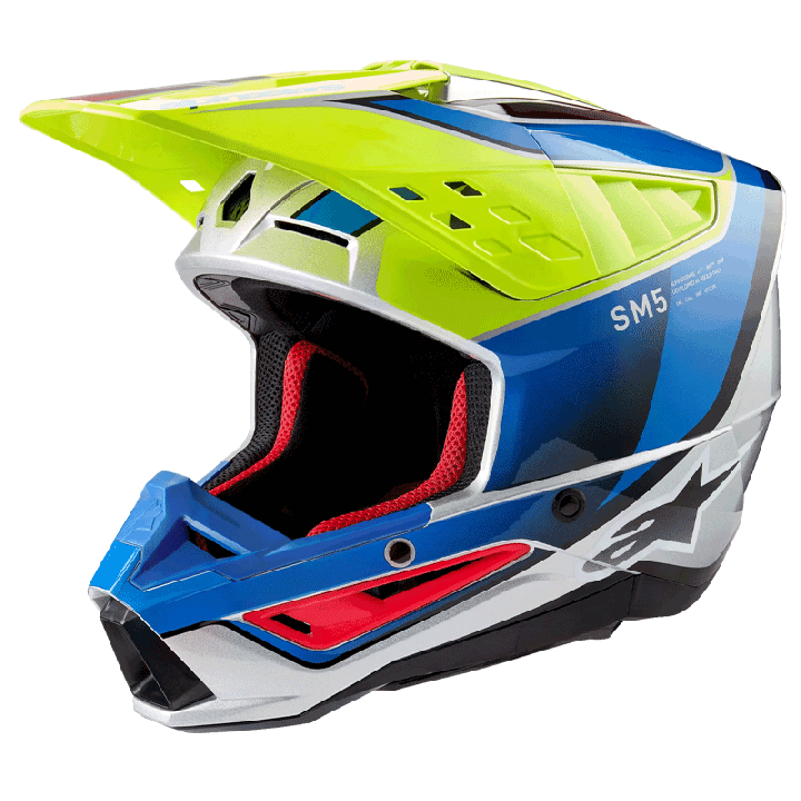 Casque Alpinestars sm5 sail jaune/bleu/gris | Oxmoto