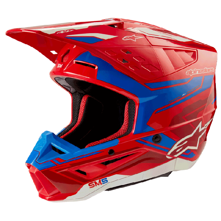Casque Alpinestars sm5 action 2 rouge/bleu | Oxmoto