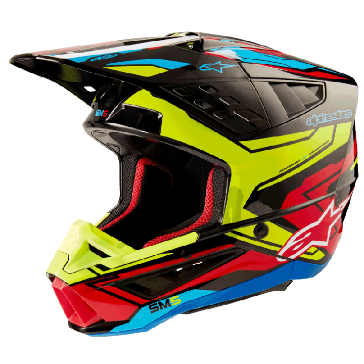 Casque Alpinestars sm5 action 2 noir/jaune/rouge | Oxmoto
