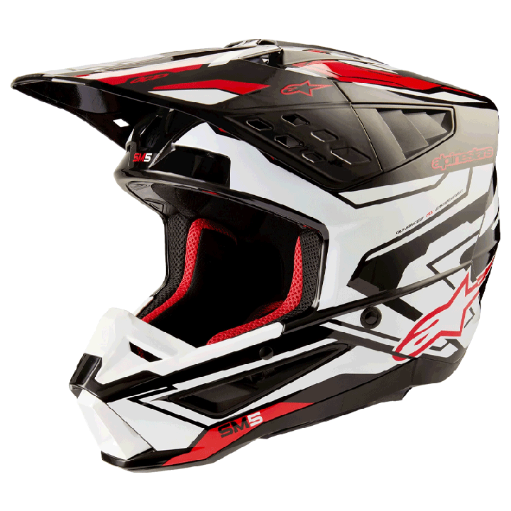 Casque Alpinestars sm5 action 2 noir/blanc/rouge | Oxmoto