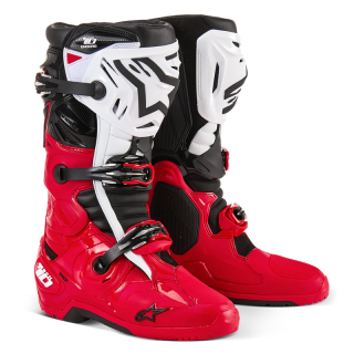 Bottes Alpinestars tech 10 enduro blanc/rouge 2025 | Oxmoto