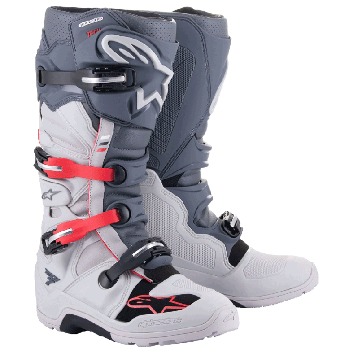 Bottes Alpinestars tech 7 enduro gris/rouge 2025 | Oxmoto