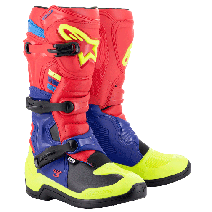 Bottes Alpinestars tech 3 rouge/jaune/bleu | Oxmoto