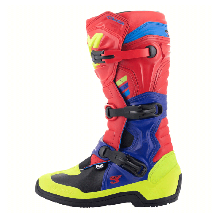 Bottes Alpinestars tech 3 rouge/jaune/bleu | Oxmoto