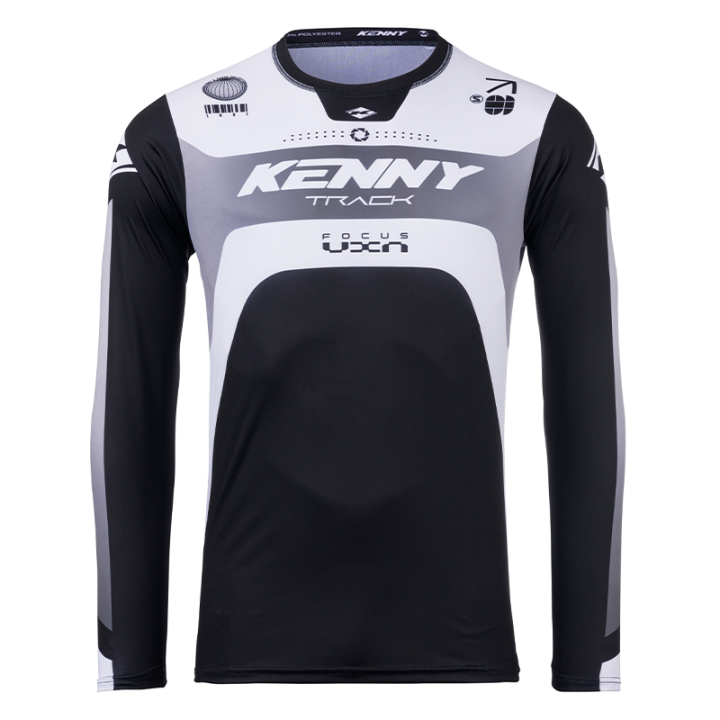 Maillot KENNY track focus noir/blanc 2025 | Oxmoto