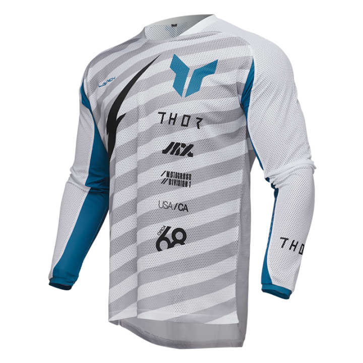 Maillot Thor launchmode vented raid blanc/gris 2025 | Oxmoto