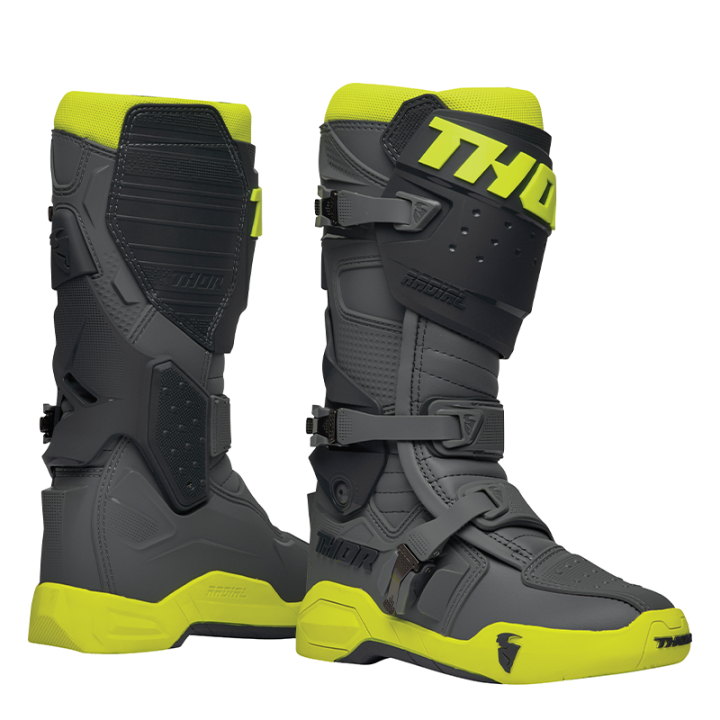 Bottes Thor radial gris/jaune fluo 2025 | Oxmoto