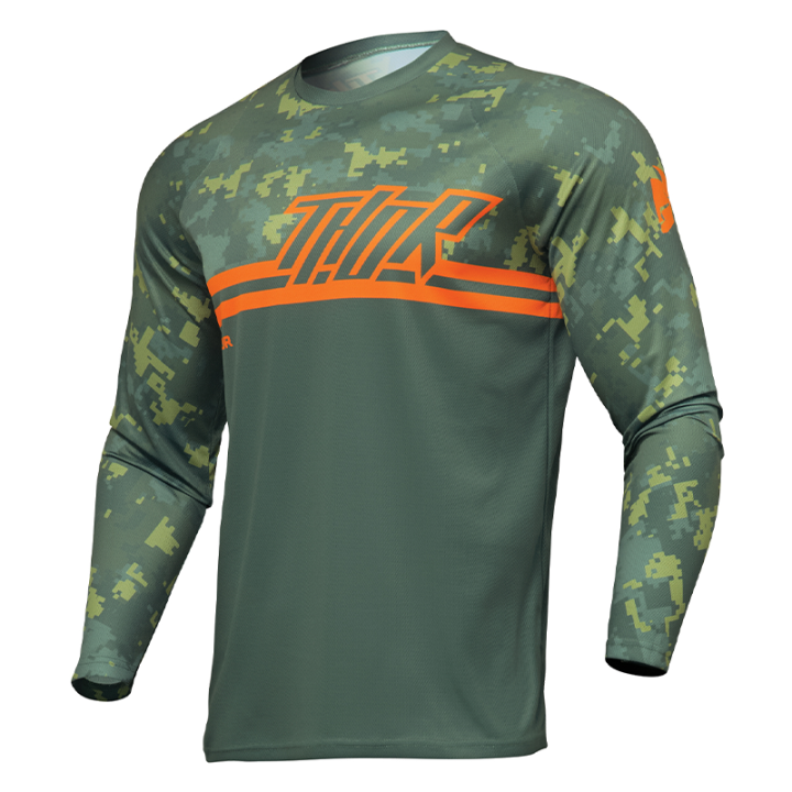 Maillot enfant Thor sector digi camo vert forêt 2025