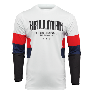 Maillot Thor hallman differ blanc/rouge/navy 2025 | Oxmoto
