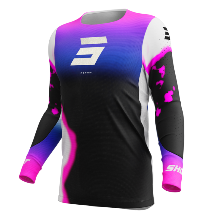 Maillot SHOT aerolite astral bleu/rose 2025 | Oxmoto