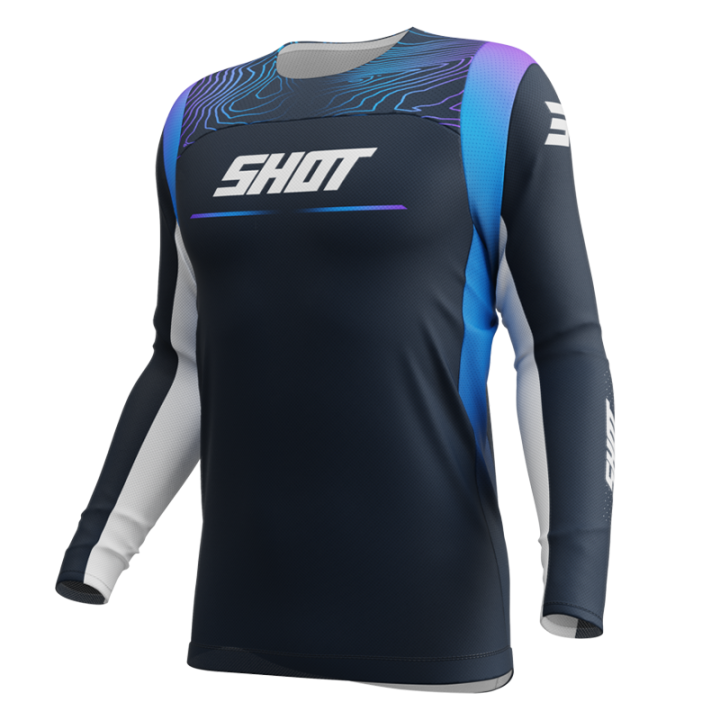 Maillot SHOT contact apex bleu 2025 | Oxmoto