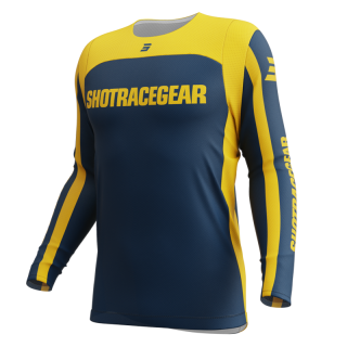 Maillot SHOT contact mythic bleu/jaune 2025 | Oxmoto