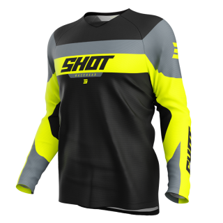 Maillot enfant SHOT draw league jaune fluo 2025 | Oxmoto