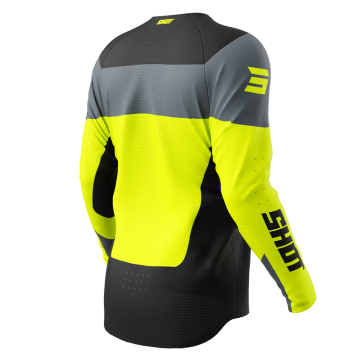 Maillot enfant SHOT draw league jaune fluo 2025 | Oxmoto