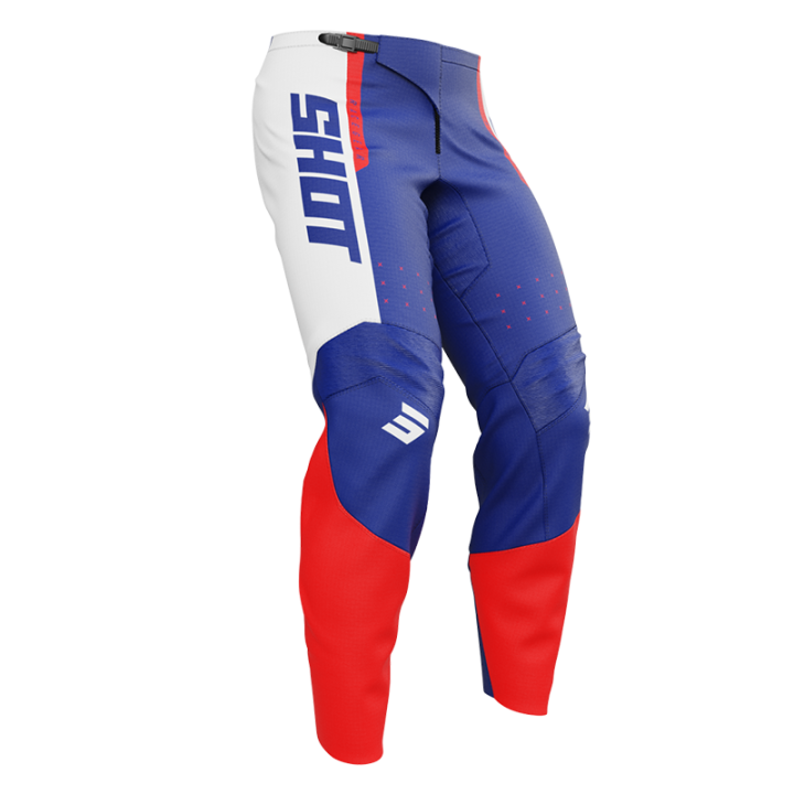 Pantalon enfant SHOT draw league bleu/rouge 2025 | Oxmoto