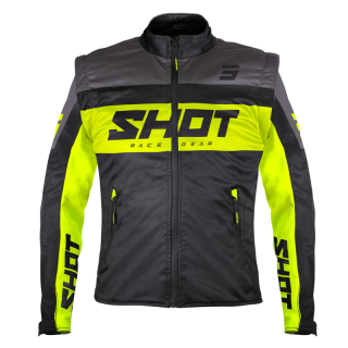 Veste SHOT softshell lite noir/jaune fluo 2026 | Oxmoto