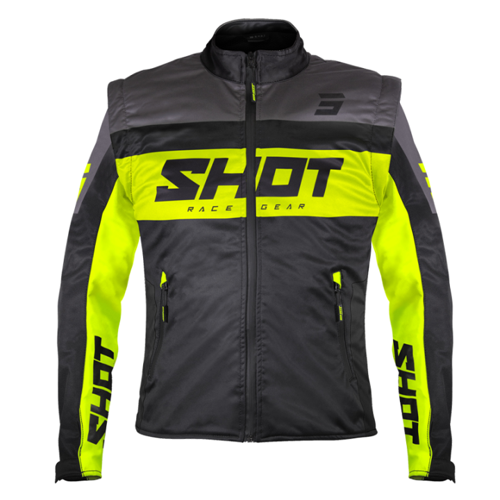 Veste SHOT softshell lite noir/jaune fluo 2026 | Oxmoto